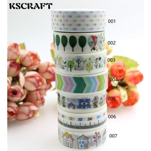 KSCRAFT 15mm*10m Adhesive Tape for Scrapbooking DIY Craft Sticky Deco Masking Japanese Paper Washi