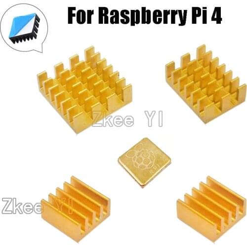 4pcs For Raspberry Pi 4B Aluminum Heatsink Radiator Cooler Kit for Raspberry Pi 4 (Gold)