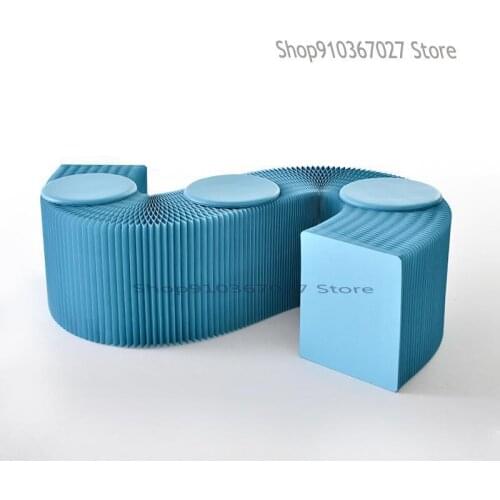 Creative Telescopic Folding Stool Space Saving Furniture Special-shaped Organ Kraft Paper Sofa Bench