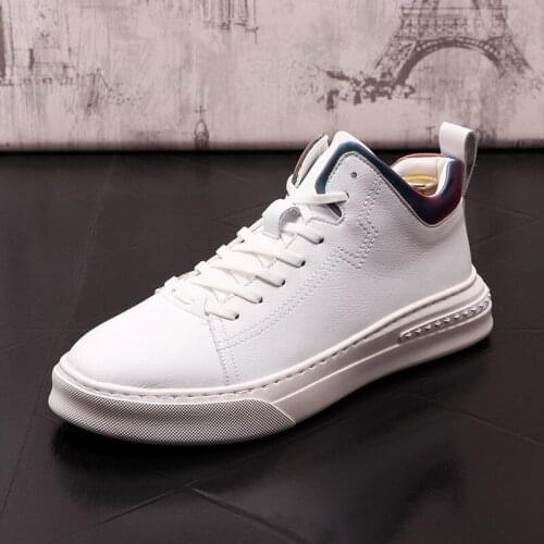 Concise Mens White Casual Med Shoes Round Toe Trending Street Hip-Hop Leisure Black Zapatos For Younger Sport Size 38-43 ERRFC