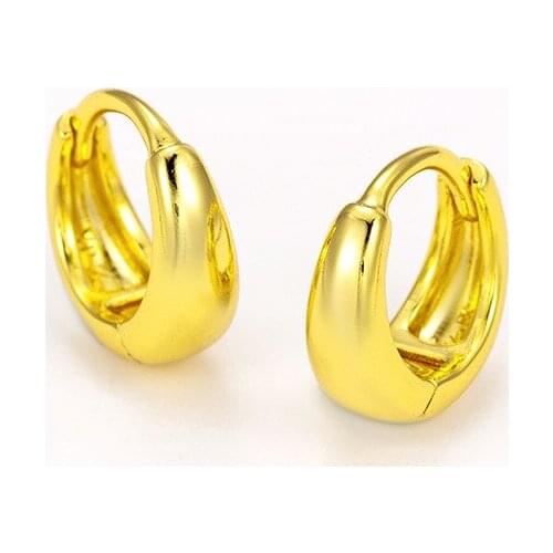Small Exquisite 18K Gold Smooth Hoop Earrings for Women Female Party Daily Wearable Hoops Earring Gold Jewelry