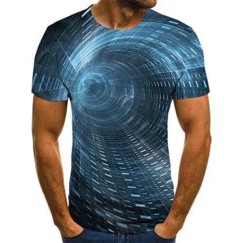 2021 Mens short-sleeved slim top three-way t mens geometric 3D printing three-dimensional pattern digital T-shirt summer