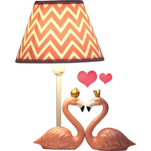 Pink Flamingo Dimming Table Lamps LED Childrens Room Girl Bedroom Bedside Study Night Lights Warm Wedding Room Deco Fixtures