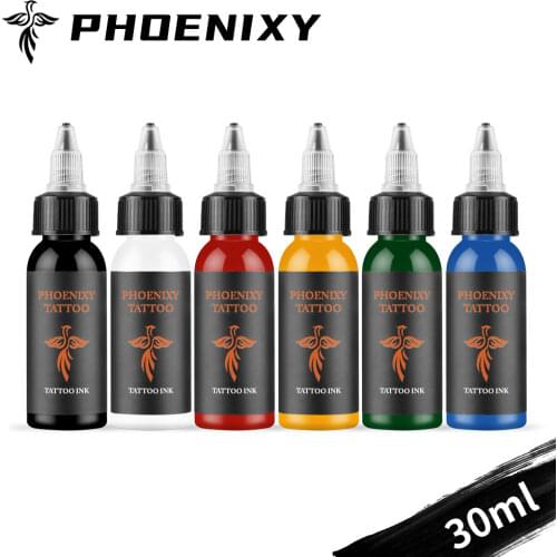 Phoenixy 30ml Natural Tattoo Pigment Permanent Makeup 4/6Pcs Mixed Tattoos Ink Pigment For Body Professional Beauty Art Supplies