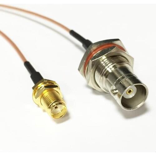 New BNC Female Jack nut Connector Switch SMA Female Jack nut Connector RG178 Wholesale 15CM 6" Adapter