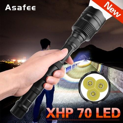 New Powerful LED Flashlight XHP70 Rechargeable Torch USB Zoom Lantern camping Hunting Lamp Use 18650 battery