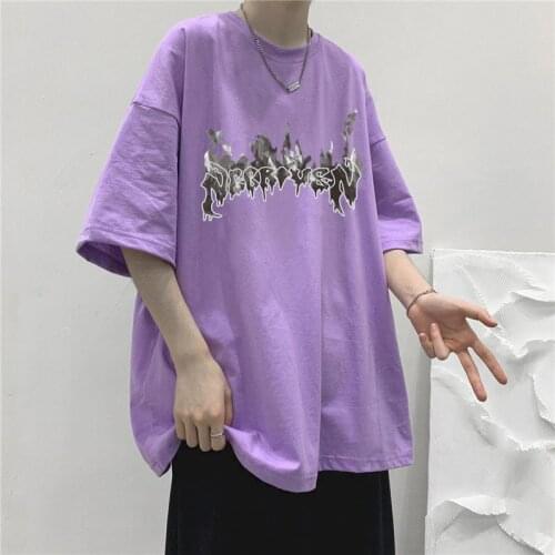 Autumn High Street Diablo Long-sleeved Mens Fake Two-piece T-shirt Male Students Korean Loose Clothes Trendy Mens Clothing