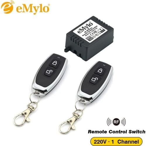 EMylo RF Wireless Light Remote Control Switch 220V-230V-240V 1000W 433Mhz 1ch Relay & 2PCS 2-Buttons Transmitter Toggle Latched