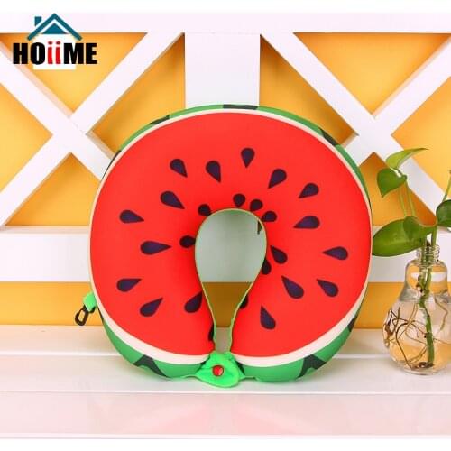Fruits Watermelon Pineapple Kiwi U Shaped Pillow Cushion Neck Protection Rest Pillow Car Travel Microbeads Pillow For Airplane