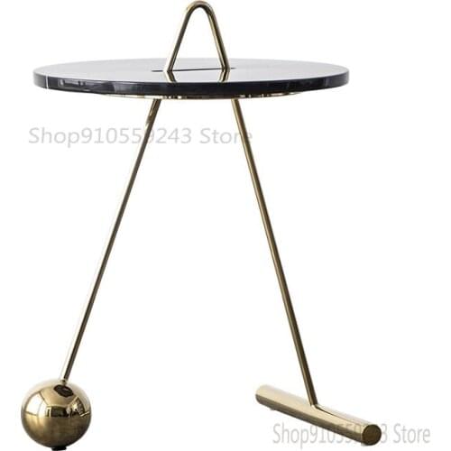Custom Nordic Creative Designer Side Table Simple Modern Living Room Marble Metal Corner Table Round Coffee Table Ins Light Luxu