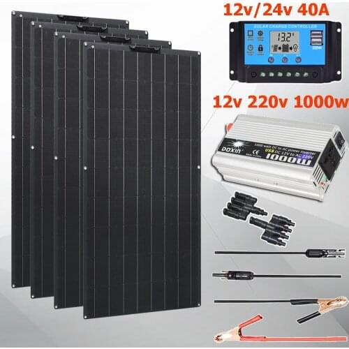 Solar panel kit complete 12v 24v battery charger controller 500w 480w 360w 240w photovoltaic home system for car RV boat Vans
