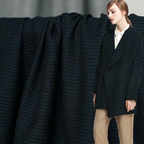 The Cloth Navy blue Black Jacquard Tweed Wool Fabrics Garment Materials Autumn Women Jacket Sewing Cloth Tailor Freeshipping