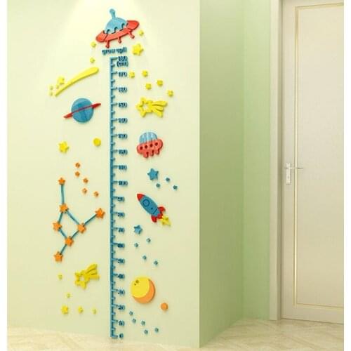 UFO Rocket Height Measure Wall Sticker Cartoon Growth Chart Kid Room Mural Home Decor Gift DIY Wall Decal Cartoon Giraffe Ruler