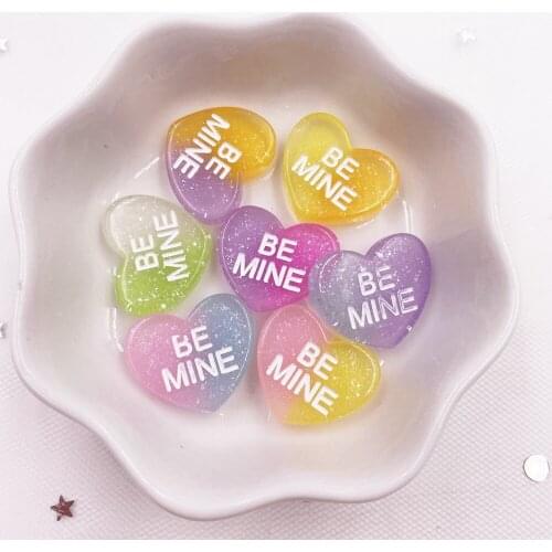 Colorful Resin Peach Heart Lettering BE MINE Tag Flatback Cabochon Rhinestone Scrapbook Craft DIY Accessory Decor Figurine