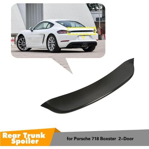 Carbon Fiber Rear Trunk Spoiler Trim Wings fit for Porsche 718 Boxster Base S Coupe Spoiler 2016-2019 Car Styling