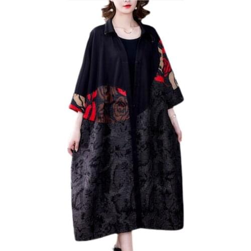 Black Color Matching Windbreaker Womens Mid-length Style 2021 Autumn New Korean Coat Long Trench Female Outwear FC675