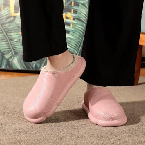 Women Fur Home Slippers Woman Shoes Flats Cotton Slippers Female Male Plush Slip on Couple House Slides Furry Indoor Slippers