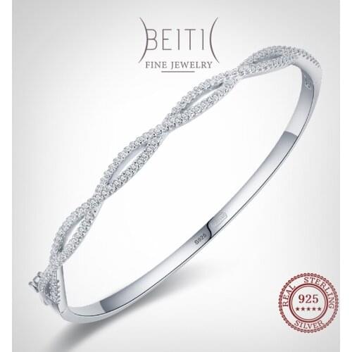 Beitil Simple Staggered Line 925 Sterling Silver Clear Zircon Bracelets For Women Minimalist Fine Jewelry 2021 New Style