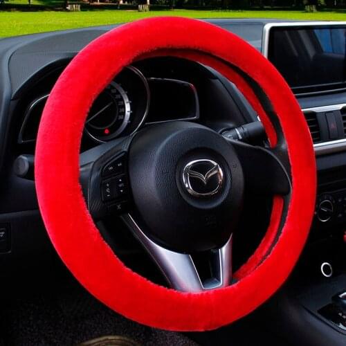 KKYSYELVA Winter Plush Car steering wheel cover Interior Accessories Auto Steering-wheel Covers Steering wheels Car Styling