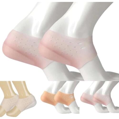 1Pair Invisible Height Increased Insoles Silicone Heel Socks for Women Men FK88