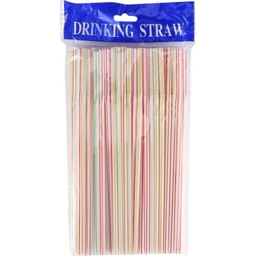 100 Pcs Flexible Plastic Solid White Party Tea & Coffee Shop Disposable Drinking Straws Wedding Decorations