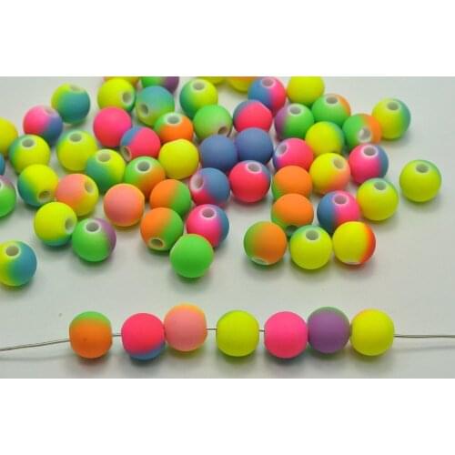 100pcs Multi-Color Neon Beads Acrylic Round Beads 10mm(3/8") Jewelry decorative accessories