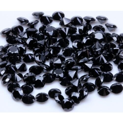 1000pcs AAAAA+ 0.8-4mm CZ Stone Round Cut Beads Black Color Cubic Zirconia Synthetic Gems For Jewelry
