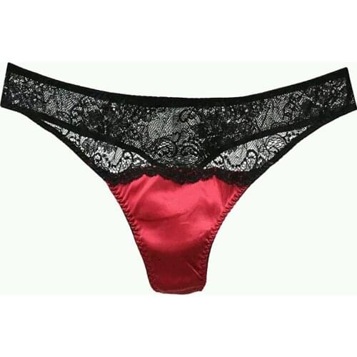 2020 New Arrivals Women Lace G string Silk Sexy Panties Ladies Thong Briefs Sexy Female Red Silk Underwear