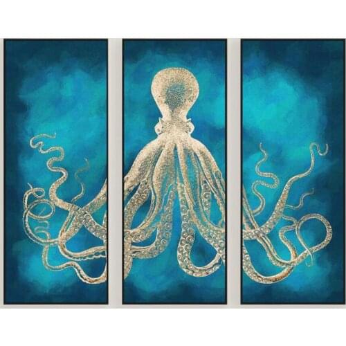3pcs square/Round living room diamond embroidery octopus Cross Stitch full Rhinestone mosaic decoration diamond painting
