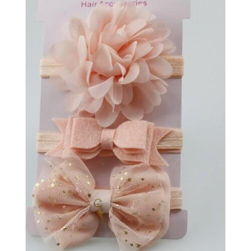 3 Pcs/lot Handmade solid Nylon Headband With 9 colors Bow For cute Kids Girls Hair Accessories High Quality cotton Headwear