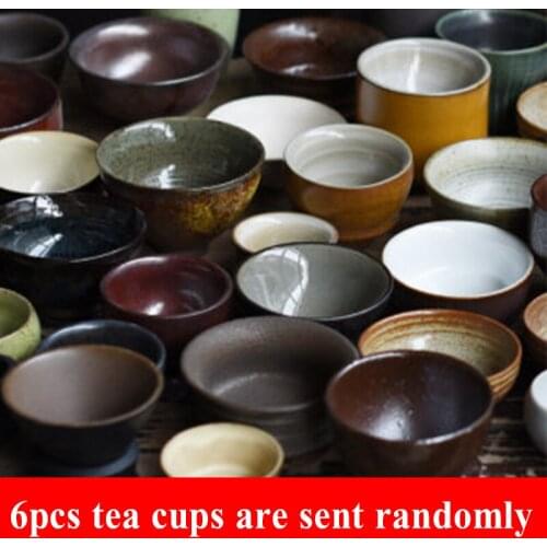 6 PCS Ceramic Tea Cup Porcelain Teacups Teaware Japanese Kung Fu Tea Set Water Cup Master Cup Single Cup Pottery Cup Stoneware
