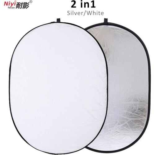 60x90 60*90cm Multi Collapsible Portable Disc Light Reflector for oval Photography 2in1 white and Silver