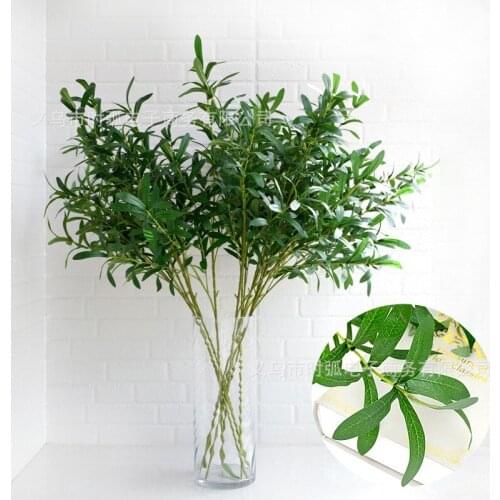 92CM 6 Fork Green Artificial Olive Branch Simulation Plant Olive Home Wedding Decoration Fake Flower Christmas Decoration Flower