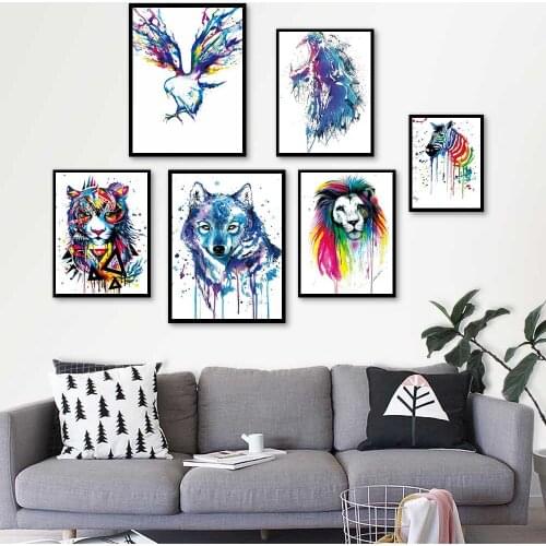 Abstract Canvas Painting Wall Art Watercolor Animal Posters And Prints Nordic Pictures Modern Living Room Home Decoration