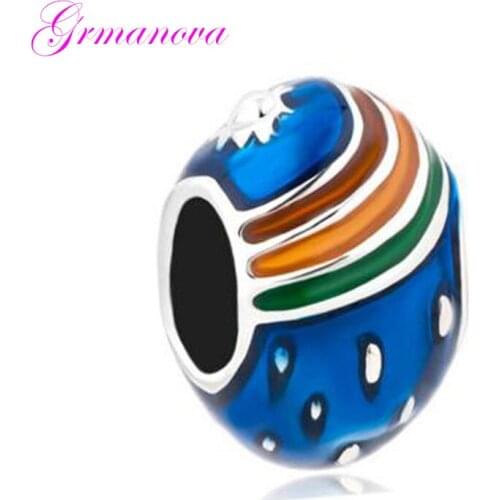 Easter blue Fabe hot egg beads charm rainbow European treasure making bracelet jewelry Fit Pandora Necklace bracelet