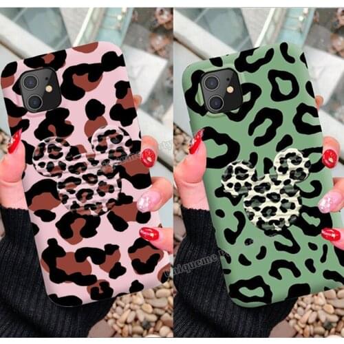 Mickey Mouse Leopard Phone Case Disney Matte Phone Cover Cartoon Soft Shell for IPhone Xr Xs Max 7 8 11 12pro Women Gift Gift