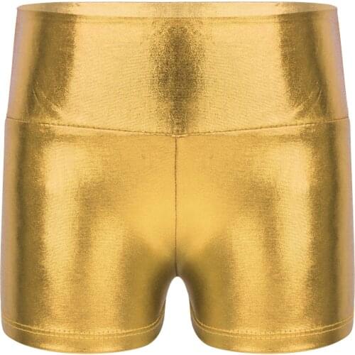 Kids Girls Children Ballet Dance Shorts Metallic Shiny Dance Shorts Bottoms Gymnastic Leotard Ballerina Shorts for Performance