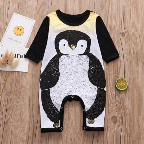 Newborn Baby Romper Cute Penguin Cartoon 2020 Fall Infant rompers Long sleeves Jumpsuit infant baby boy girls costume