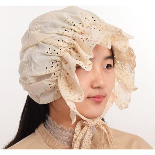 Lolita Girls Bonnet Prairie Pioneer Colonial Costume Reversible Hat