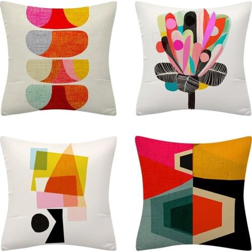 Home Decorative Cushion Cover Abstract Hand-painted Housse De Coussin Hug Pillow Case Sofa Cotton Linen 45x45 Fundas De Cojines