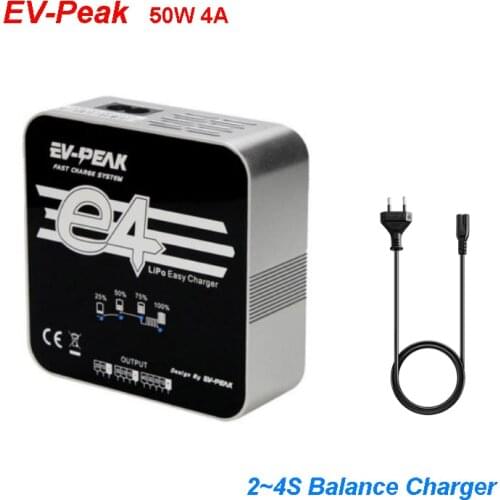 EV-Peak E4 50W 4A AC Input voltage 100V-240V Fast Balance Charger for 2S-4S LiPo Battery