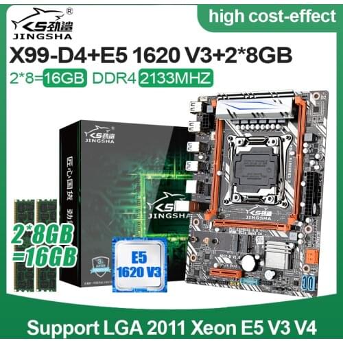 X99 D4 motherboard set With Xeon E5 1620 V3 LGA2011-3 3.5GHZ CPU 2pcs X 8GB =16GB DDR4 2133MHz Memory