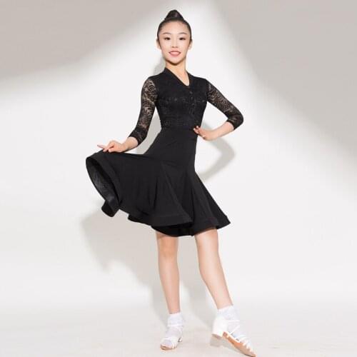 Lace Latina Dance Clothes For Girls Professional Latin Costume Tango Outfits Ballroom Practice Wear Waltz Dance Wear DL6924