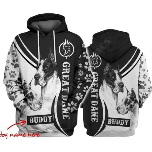Customized Great Dane Name 3D Hoodies Printed Pullover Men For Women Funny Sweatshirts Sweater Drop Shipping