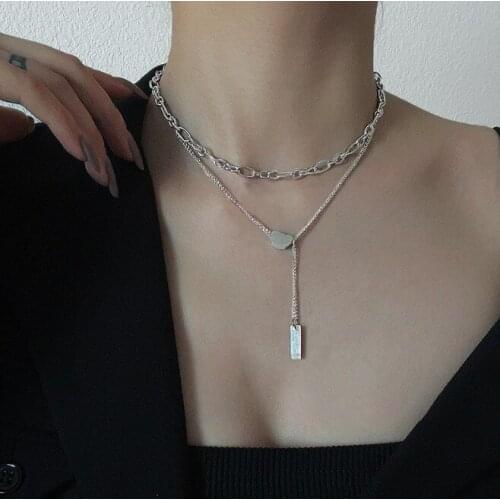 New Arrival 2021 Fashion Modern Choker Necklace Two Layers pendant Necklaces Silver Color Necklace Choker Jewelry For Women