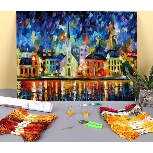 Memory Flames Printed Water-Soluble Canvas 11CT Cross-Stitch Set Embroidery DMC Threads Painting Hobby Craft Sewing Mulina