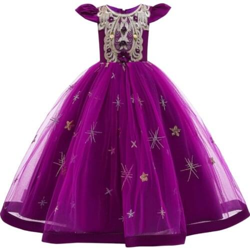 Kids Girl Flower Dress Vintage Embroidery Long Children Party Wedding Formal Dress for Girl Princess First Communion Costume