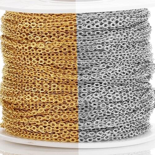 2Meters 1/1.5/2mm Stainless Steel Chain Gold O Shape Necklace Chain DIY Cross for Bracelets Jewelry Making Components No Fade