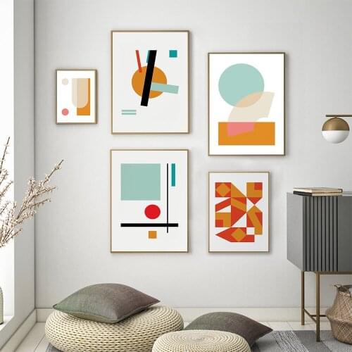 Modern Wall Art Prints Abstract Geometric Trendy Graphics Canvas Painting Poster Pictures For Living Bedroom Interior Home Decor