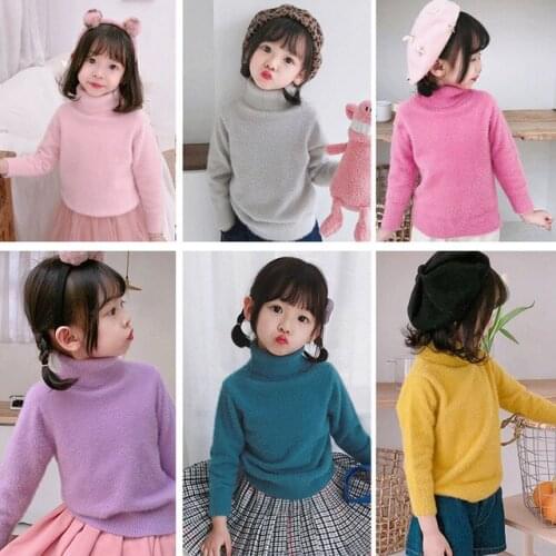 Baby Girl Sweaters Autumn High Quality Turtleneck Sweater Kids Clothing 2019 New Solid Color Toddler Girl Pullover 1 2 3 4 5 6 Y